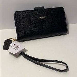 NWT - Coach Saf Phone Wallet - Black - Brand New